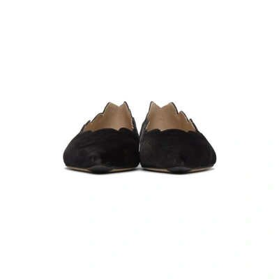 Shop Chloé Chloe Black Velvet Pointed Lauren Ballerina Flats In 008 Charcoa