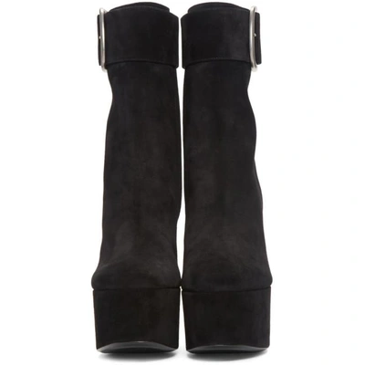 Shop Saint Laurent Black Suede Billy Platform Boots In 1000 Black