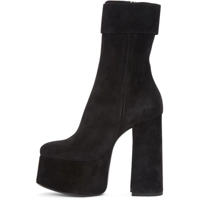 Shop Saint Laurent Black Suede Billy Platform Boots In 1000 Black