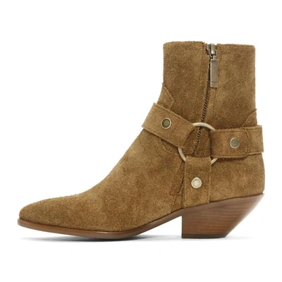 Shop Saint Laurent Brown Suede West Boots