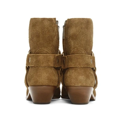 Shop Saint Laurent Brown Suede West Boots