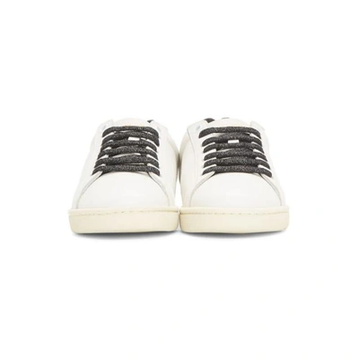 Shop Saint Laurent White And Black Glitter Court Classic Sneakers In 9394 Wh Blk