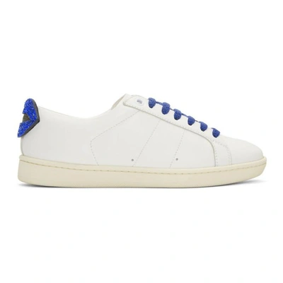 Shop Saint Laurent White Glitter Lips Court Classic Sneakers In 9415 Wh Tur