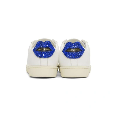 Shop Saint Laurent White Glitter Lips Court Classic Sneakers In 9415 Wh Tur