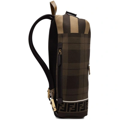 Shop Fendi Brown Tech Knit Tartan Forever  Backpack In F147h.brown