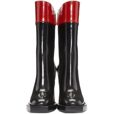 Shop Alexander Mcqueen Black And Red Hybrid Boots In 1037 Black