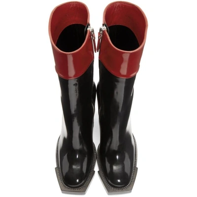 Shop Alexander Mcqueen Black And Red Hybrid Boots In 1037 Black