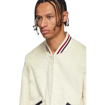 Shop Saint Laurent White Faux-fur Teddy Bomber