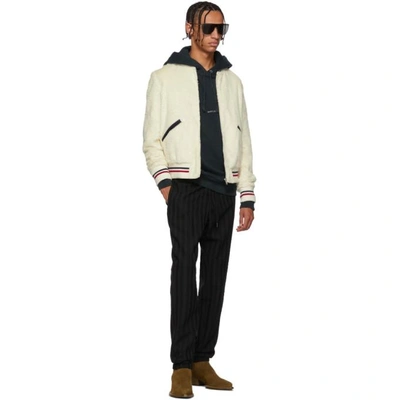 Shop Saint Laurent White Faux-fur Teddy Bomber