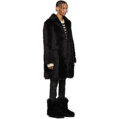 Shop Saint Laurent Black Faux-fur Coat In 1000 Black