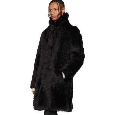 Shop Saint Laurent Black Faux-fur Coat In 1000 Black