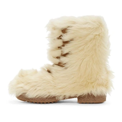 Shop Saint Laurent Beige Furry Boots In 9731 Cream
