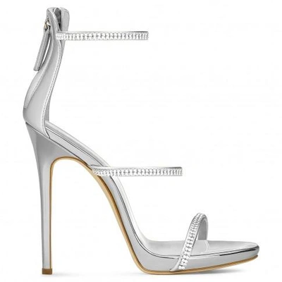 Shop Giuseppe Zanotti Patent Leather 'harmony' Sandal With Crystals Harmony Sparkle In Silver
