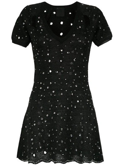 Shop Andrea Bogosian Apliqué Knitted Dress In Black