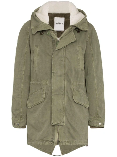 Shop Yves Salomon Shearling Lined Feather Down Parka - Green