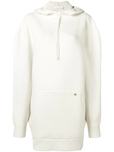 Shop Victoria Beckham Oversized Hooded Sweater - White