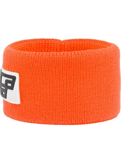 Shop Prada Logo Patch Headband In Yellow