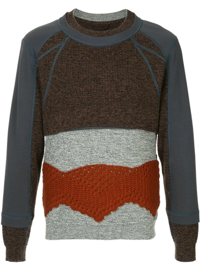 Shop Craig Green Crochet Panel Sweater - Grey