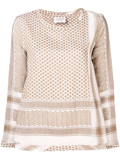 Shop Cecilie Copenhagen Straight Fit Blouse In Neutrals