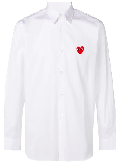 Shop Comme Des Garçons Homme Deux Heart Logo Shirt In Blue