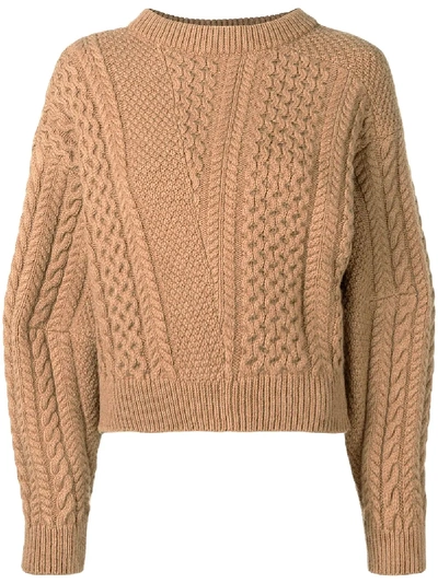 Shop Stella Mccartney Cable Knit Sweater - Brown