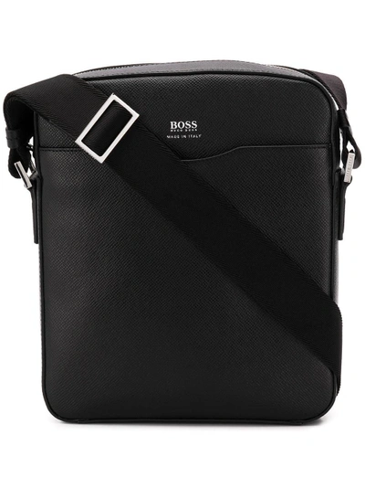 Shop Hugo Boss Saffiano Messenger Bag In Black