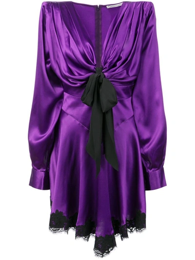 Shop Alessandra Rich Ruchéd Detail Short Dress - Purple