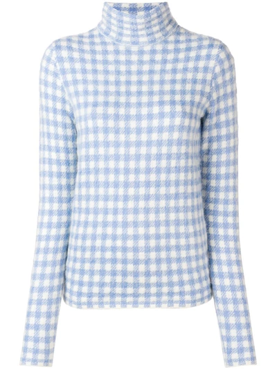 Shop Moncler Grenoble Gingham Check Sweater - Blue