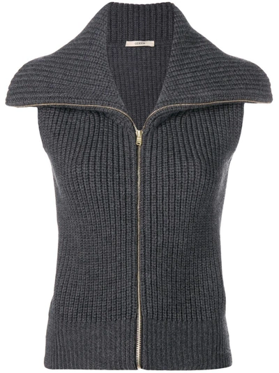 Shop Odeeh Knitted Waistcoat In Grey
