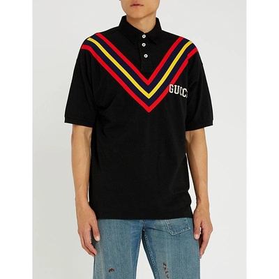 Shop Gucci Pittsburgh Pirates™ Oversized Cotton Polo Shirt In Black
