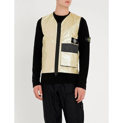 Shop Stone Island Iridescent Padded Shell Gilet In Wheat