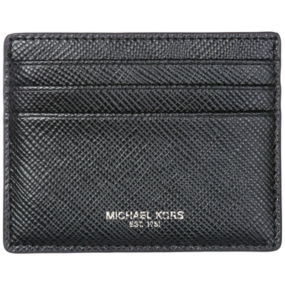 Shop Michael Kors Men's Genuine Leather Credit Card Case Holder Wallet Harrison In Black