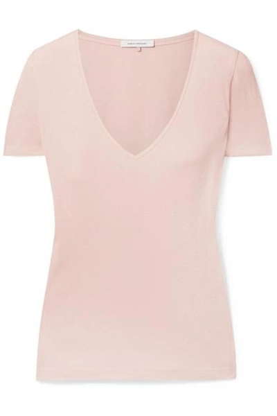 Shop Ninety Percent Marisa Ribbed Organic Cotton-jersey T-shirt In Blush