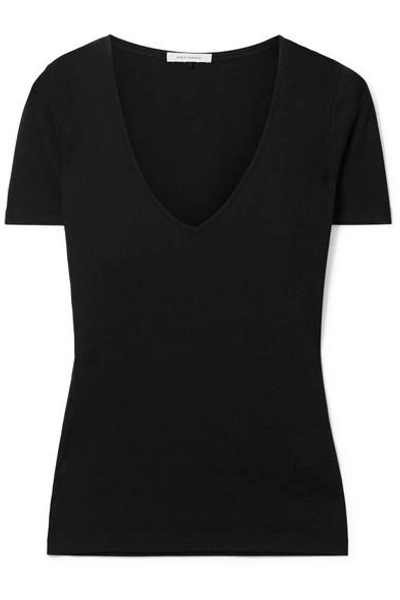 Shop Ninety Percent Marisa Ribbed Organic Cotton-jersey T-shirt In Black