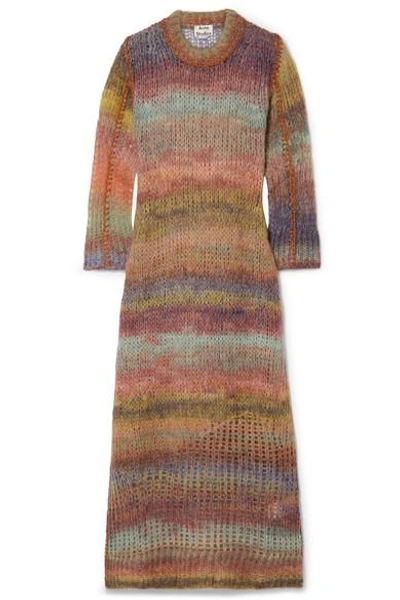 Shop Acne Studios Striped Open-knit Midi Dress