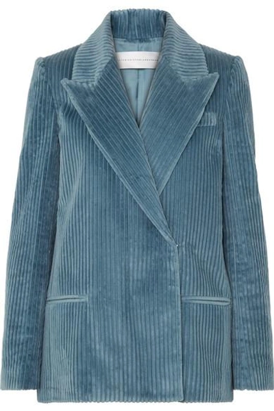 Shop Victoria Victoria Beckham Cotton-corduroy Blazer In Blue
