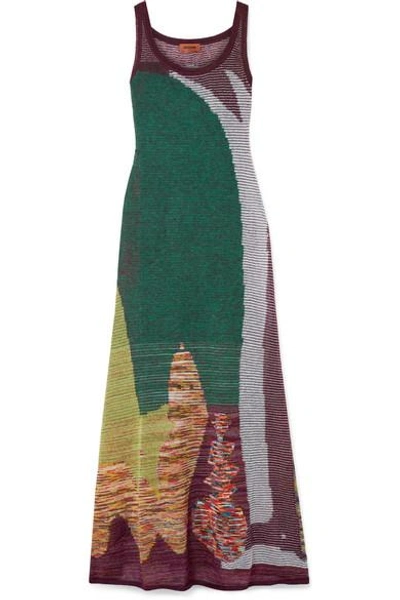 Shop Missoni Crochet-knit Maxi Dress In Green