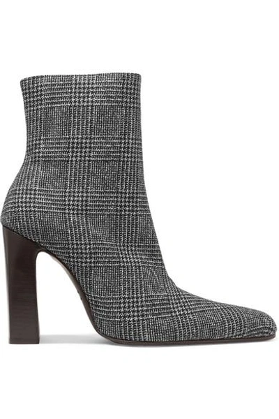 Shop Balenciaga Prince Of Wales Checked Wool Ankle Boots In Black