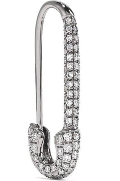 Shop Anita Ko Safety Pin 18-karat Blackened White Gold Diamond Earring