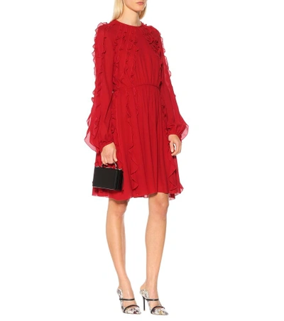 Shop Giambattista Valli Ruffled Crêpe Minidress In Red