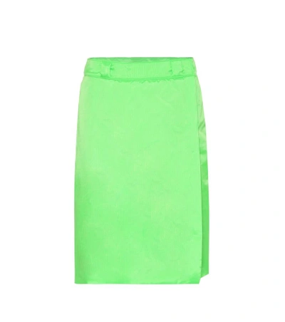 Shop Prada Wrap-front Skirt In Green