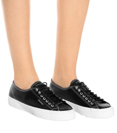 Shop Alexa Chung X Superga® Leather Sneakers In Black