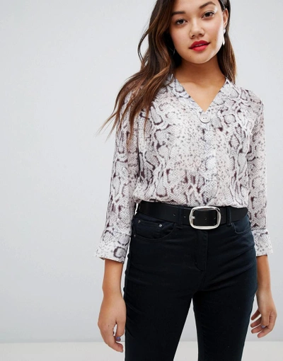Shop New Look Shirt In Snake Print-grey