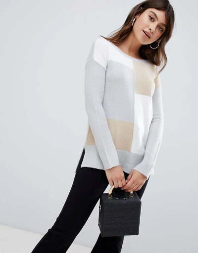 Shop Ax Paris Long Sleeve Patch Print Sweater-beige