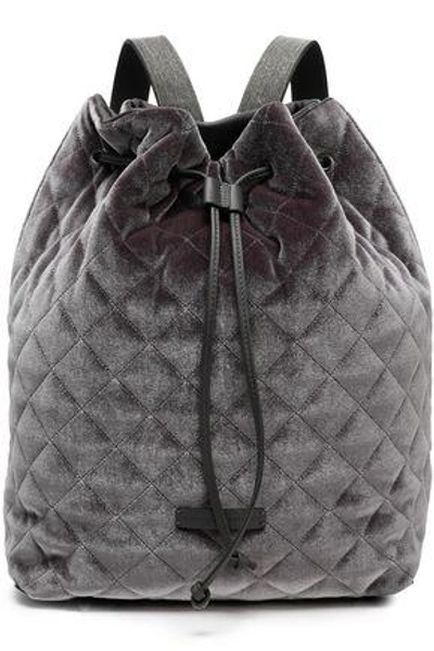 Shop Brunello Cucinelli Woman Quilted Velvet Backpack Anthracite