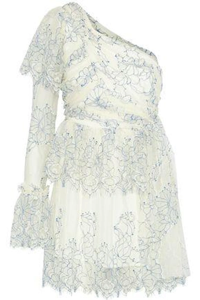Shop Alice Mccall Isn't She Lovely One-shoulder Lace Mini Dress In Cream