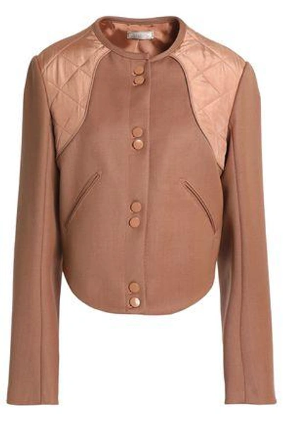 Shop Nina Ricci Woman Quilted Shell-paneled Wool-twill Jacket Light Brown