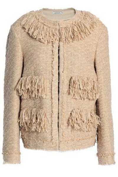 Shop Nina Ricci Woman Fringe-trimmed Tweed Jacket Sand