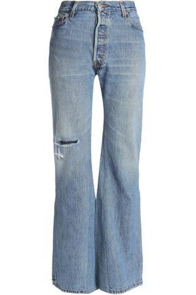 Shop Re/done By Levi's High-rise Flared Jeans In Mid Denim