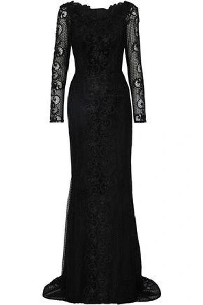 Shop Dolce & Gabbana Woman Guipure Lace Gown Black